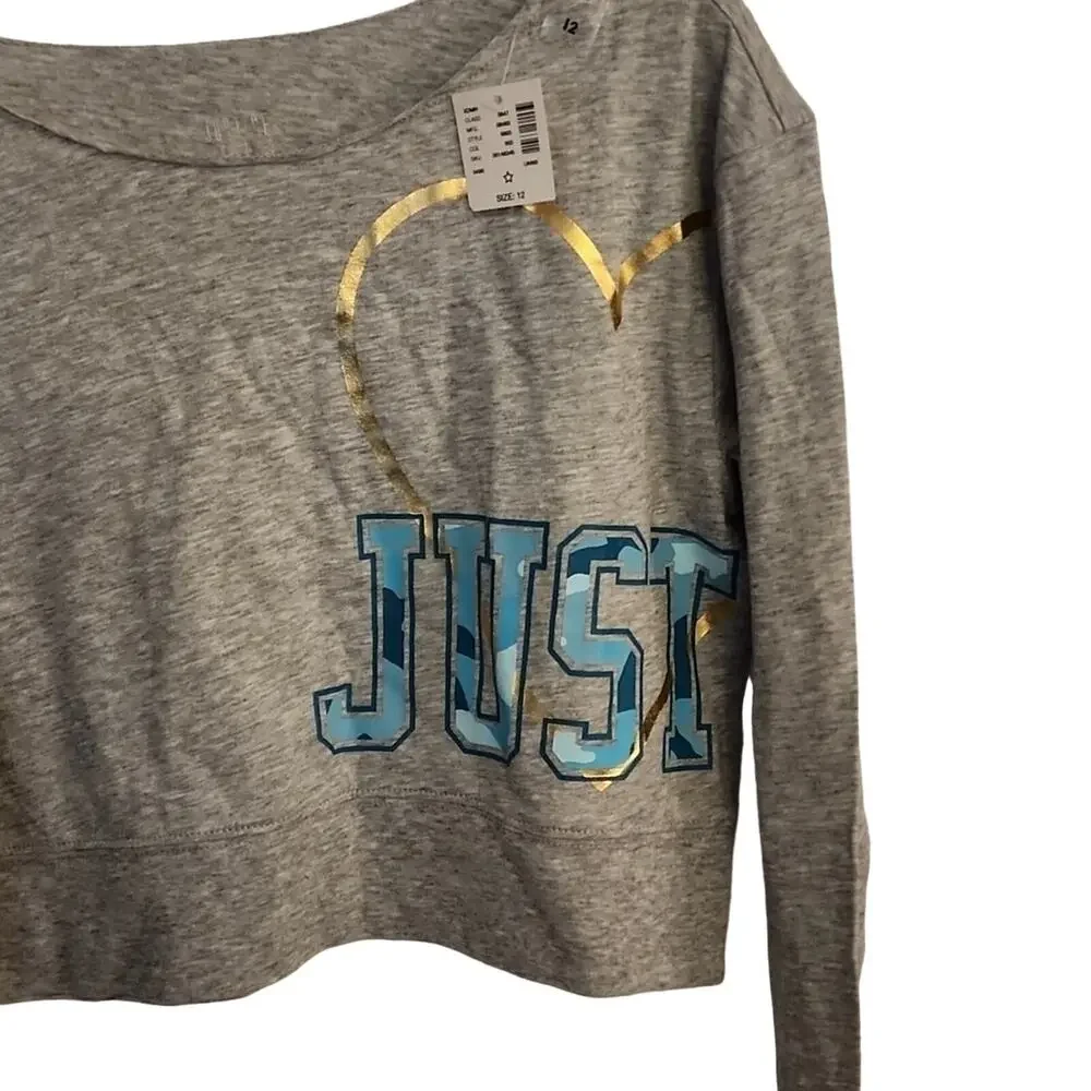 Justice Gray Heather Logo Crop Top